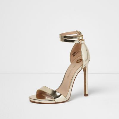Gold strappy barely there heels